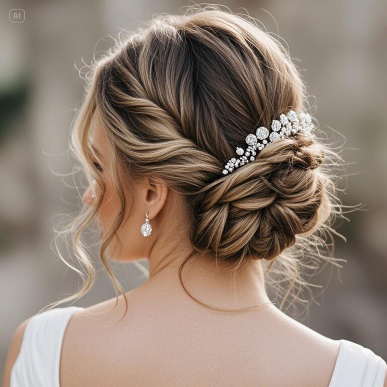 Effortlessly Elegant Low Messy Bun Wedding Hairstyles